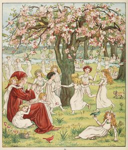 Wie ihre Kinder gestohlen wurden, aus Der Rattenfänger von Hameln, veröffentlicht 1888 (Farblithografie) von Kate Greenaway