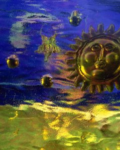 Blauer und goldener Sonnenuntergang von Katherine Fawssett