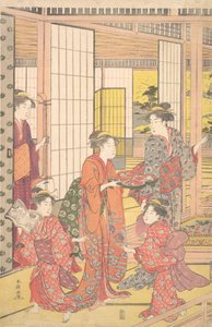 Eine junge Frau mit einem Tablett Süßigkeiten, 1780-1795 von Katsukawa Shuncho