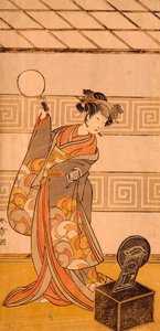 Schauspieler Arashi Sangoro II in Frauenrolle, Holzschnitt, Japan, japanische Zivilisation
