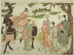 Reisende auf dem Tokaido von Katsukawa Shuncho