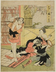 Akt Elf: Nachtangriff auf Moronaos Herrenhaus aus dem Stück Chushingura (Schatz der siebenundvierzig treuen Vasallen) von Katsukawa Shun