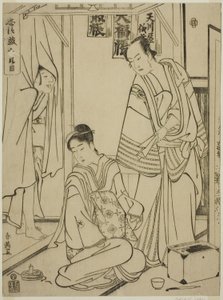 Akt Zehn: Das Amakawaya-Haus aus dem Stück Chushingura (Schatz der siebenundvierzig treuen Gefolgsleute) von Katsukawa Shun