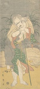 Asao Tamejuro als grauhaariger alter Mann in zerlumpten Kleidern, ca. 1789 von Katsukawa Shun