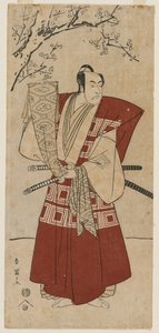Ichikawa Monnosuke II als ein Lord, der ein Banner hält von Katsukawa Shunei