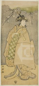 Der Schauspieler Iwai Kiyotaro als Kewaizaka no Shosho im Stück Gohiiki no Hana Aikyo Soga, aufgeführt im Kawarazaki-Theater im ersten Monat, 1794 von Katsukawa Shun