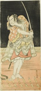 Schauspieler Nakamura Nakazō I als Danshichi Kurobei und Ichikawa Danjūrō V als Issun Tokubei in „Spiegel von Osaka im Sommerfestival“ von Katsukawa Shunkо̄