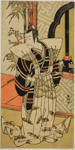 Der Schauspieler Ichikawa Danjuro V als Kajiwara Heiji (?) im Stück Hiragana Seisuiki (?), aufgeführt im Morita-Theater (?) im dritten Monat, 1776 (?) von Katsukawa Shunkо̄