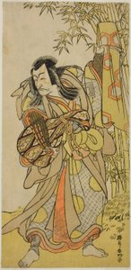 Der Schauspieler Ichikawa Danjuro V als Kazusa no Akushichibyoe Kagekiyo verkleidet als blinder Hofmusiker (Kengyo) im Stück Edo Meisho Midori Soga, aufgeführt im Morita-Theater im vierten Monat, 1779 von Katsukawa Shunkо̄