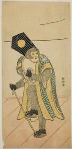 Der Schauspieler Ichimura Uzaemon IX als Affe im Stück Mitsu Ningyo Yayoi no Hinagata, aufgeführt im Nakamura-Theater im zweiten Monat, 1785 von Katsukawa Shunkо̄