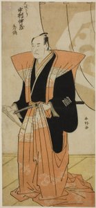 Der Schauspieler Nakamura Nakazo I begrüßt das Publikum bei seiner Rückkehr aus Osaka von Katsukawa Shunkо̄