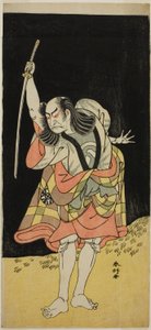 Der Schauspieler Nakamura Nakazo I als Ippei (?) im Stück Koi Nyobo Somewake Tazuna (?), aufgeführt im Ichimura Theater (?) im achten Monat, 1778 (?) von Katsukawa Shunkо̄