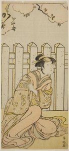 Der Schauspieler Osagawa Tsuneyo II als Onoe im Stück Haru no Nishiki Date-zome Soga, aufgeführt im Nakamura-Theater im vierten Monat, 1790 von Katsukawa Shunkо̄