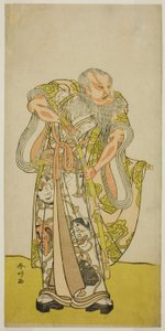 Der Schauspieler Sakata Hangoro II als Hige no Ikyu im Stück Shida Yakata Yotsugi no Hikibune, aufgeführt im Ichimura-Theater im fünften Monat, 1782 von Katsukawa Shunkо̄