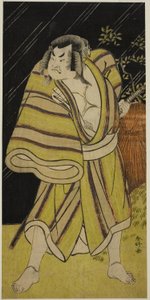 Der Schauspieler Sakata Hangoro II als Sumoringer Kujaku Saburo Narihira (?) im Stück Sugata no Hana Yuki no Kuronushi (?), aufgeführt im Ichimura-Theater (?) im elften Monat, 1776 (?)