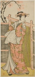 Der Schauspieler Sawamura Sojuro III als Geist der Kurtisane Takao im Stück Takao Daimyojin Momiji no Tamagaki, aufgeführt im Nakamura-Theater im siebten Monat, 1787 von Katsukawa Shunkо̄