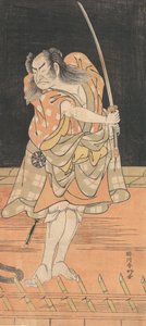 Ein Schauspieler mit einem Schwert bereit zum Schlag, spätes 18. Jahrhundert von Katsukawa Shunko