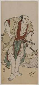 Otani Hiroji III als ein Samurai, der neben einem Bach steht von Katsukawa Shunko