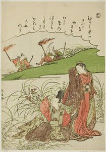 "Chi": Musashi-Ebene, aus der Serie "Geschichten von Ise in modischen Brokatbildern (Furyu nishiki-e Ise monogatari)" von Katsukawa Shunsho