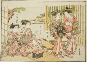 Kurtisanen des Matsubaya, aus dem Buch "Spiegel der schönen Frauen der Vergnügungsviertel (Seiro bijin awase sugata kagami)," Bd. 1 von Katsukawa Shunsho