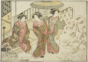 Kurtisanen von Nakaomiya, aus dem Buch "Spiegel der schönen Frauen der Vergnügungsviertel (Seiro bijin awase sugata kagami)," Bd. 2 von Katsukawa Shunsho