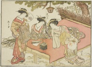 Kurtisanen des Yadaya, aus dem Buch "Spiegel der schönen Frauen der Vergnügungsviertel (Seiro bijin awase sugata kagami)" von Katsukawa Shunsho