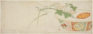 Pflanzen, Porzellanschale und Glasbecher von Katsukawa Shunsho