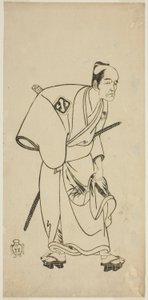 Der Schauspieler Arashi Otohachi I als Hotei Ichiemon im Stück Ayatsuri Kabuki Ogi, aufgeführt im Nakamura-Theater im siebten Monat, 1768 von Katsukawa Shunsho