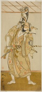 Der Schauspieler Arashi Sangoro II als Asahina Saburo im Stück Iro Maki-e Soga no Sakazuki, aufgeführt im Morita-Theater im ersten Monat, 1773 von Katsukawa Shunsho