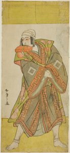 Der Schauspieler Ichikawa Danjuro V als Prinz Koretaka verkleidet als Kurier Izutsu Chuji, im Stück Yamato Kano Ariwara Keizu, aufgeführt im Nakamura-Theater im fünften Monat, 1781 von Katsukawa Shunsho