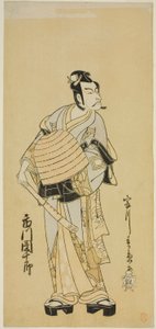 Der Schauspieler Ichikawa Danjuro V als Soga no Goro verkleidet als Komuso im Stück Sakai-cho Soga Nendaiki, aufgeführt im Nakamura-Theater im ersten Monat, 1771 von Katsukawa Shunsho