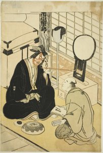 Der Schauspieler Ichikawa Danjuro V in seiner Garderobe von Katsukawa Shunsho