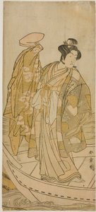 Der Schauspieler Ichikawa Monnosuke II als Minamoto no Yorinobu im Stück Kikujido Shuen no Iwaya, aufgeführt im Morita-Theater im elften Monat, 1775
