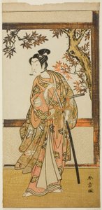 Der Schauspieler Ichikawa Monnosuke II als Shinokobe Shoji Yukihira im Stück Gohiiki Kanjincho, aufgeführt im Nakamura-Theater im elften Monat, 1773 von Katsukawa Shunsho
