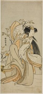 Der Schauspieler Iwai Hanshiro IV als Kojoro-gitsune von Hakata im Stück Hikitsurete Yagoe Taiheiki, aufgeführt im Morita-Theater im elften Monat, 1776 von Katsukawa Shunsho