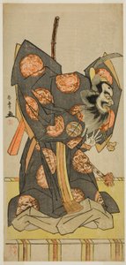 Der Schauspieler Nakajima Mihoemon II als Shujaku Tenno im Stück Masakado Kammuri no Hatsuyuki, aufgeführt im Nakamura-Theater im elften Monat, 1777 von Katsukawa Shunsho