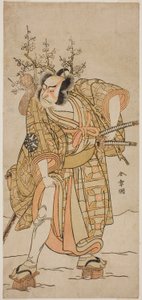 Der Schauspieler Nakamura Nakazo I als Matano no Goro im Stück Hana-zumo Genji Hiiki, aufgeführt im Nakamura Theater im elften Monat, 1775 von Katsukawa Shunsho