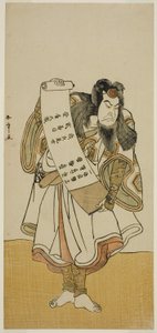 Der Schauspieler Nakamura Nakazo I als wandernder Mönch im Stück Hikitsurete Yagoe Taiheiki, aufgeführt im Morita-Theater im elften Monat, 1776 von Katsukawa Shunsho