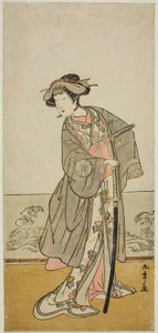 Der Schauspieler Nakamura Tomijuro I als Lady Hangaku im Stück Wada-gassen Onna Maizuru, aufgeführt im Nakamura-Theater im siebten Monat, 1777 von Katsukawa Shunsho