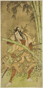 Der Schauspieler Nakamura Tomijuro I als Takenuki Goro im Stück Eho Soga Nen-nen-goyomi, aufgeführt im Morita-Theater im ersten Monat, 1771 von Katsukawa Shunsho