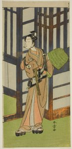 Der Schauspieler Onoe Tamizo I als Kewaizaka no Shosho verkleidet als Komuso im Stück Furisode Kisaragi Soga, aufgeführt im Ichimura-Theater im zweiten Monat, 1772 von Katsukawa Shunsho
