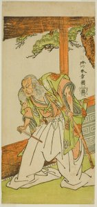 Der Schauspieler Otani Hiroemon III als Shinoda Jirodayu im Stück Keisei Momiji no Uchikake, aufgeführt im Morita-Theater im siebten Monat, 1772 von Katsukawa Shunsho