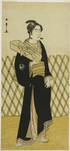 Der Schauspieler Sawamura Sojuro III als Friseur Jirokichi im Stück Shida Choja-bashira, aufgeführt im Nakamura-Theater im achten Monat, 1781 von Katsukawa Shunsho