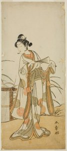 Der Schauspieler Segawa Kikunojo III als Aigo no Waka im Stück Chigo Sakura Jusan Kane, aufgeführt im Ichimura Theater im elften Monat, 1774 von Katsukawa Shunsho
