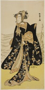 Der Schauspieler Segawa Kikunojo III als Straßenläuferin Otsuyu im Stück Cho Chidori Wakayagi Soga, aufgeführt im Ichimura-Theater im zweiten Monat, 1779
