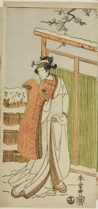 Der Schauspieler Segawa Kikunojo II als Yuki Onna (die Schneefrau) in einem Tanzintermezzo in Szene zwei des Joruri "Rouge der Kurtisane auf einem schneeweißen Gesicht (Oyama Beni Yuki no Sugao)" aus dem Stück "Baumwollwatte von Izu schützt die ehelichen C von Katsukawa Shunsho