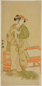 Der Schauspieler Yamashita Kinsaku II als Moshio im Stück Izu-goyomi Shibai no Ganjitsu, aufgeführt im Morita-Theater im elften Monat, 1772 von Katsukawa Shunsho