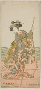 Der Schauspieler Yoshizawa Iroha I als Prinzessin Yosooi (Yosooi Hime) im Stück Kikujido Shuen no Iwaya, aufgeführt im Morita Theater im elften Monat, 1775 von Katsukawa Shunsho