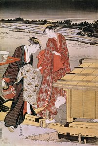 Dämmerung am Sumida-Fluss von Katsukawa Shunsho