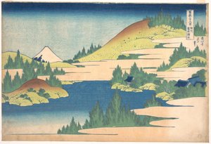 36 Ansichten des Berges Fuji: Blick auf den Hakone-See, Provinz Sagani von Katsushika Hokusai
